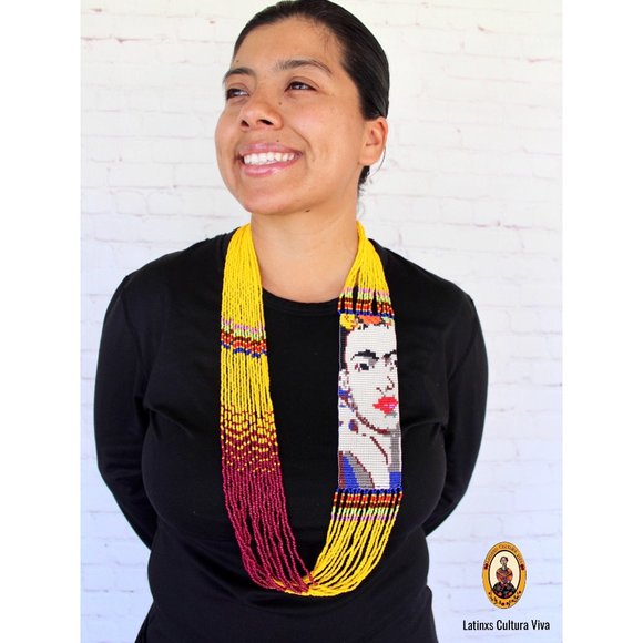 Frida Kahlo Necklace, Huichol Necklace, Mexican Jewelry for women,Frida Kahlo Lo - Picture 1 of 3